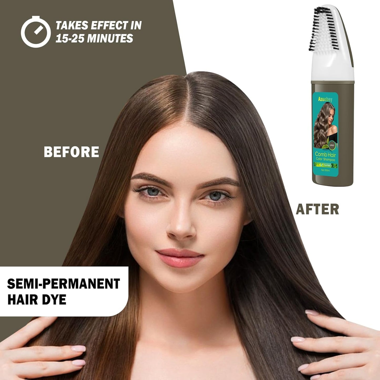 Linen Hair Dye Shampoo,Hair Dye,Hair Color Shampoo,Champu Para Canas 4 in 1 Semi-Permanent Gray Hair Coverage,shampoo para pintar el cabello for Women & Men Herbal Natural Plant (Linen)