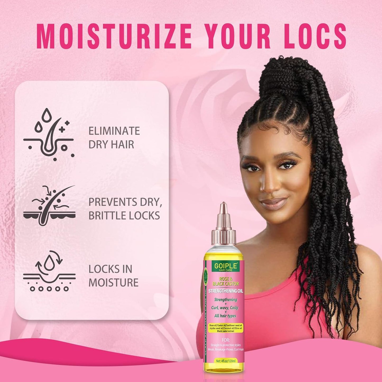 Edge Control Wax for Women Strong Hold - Edge Smoother Edge Wax Styling Gel Edge Control Wax for Black Hair - Rose & Castor Hair Oil for Hair Growth Strengthening Hair Oil Briad Bonnet Brush Set