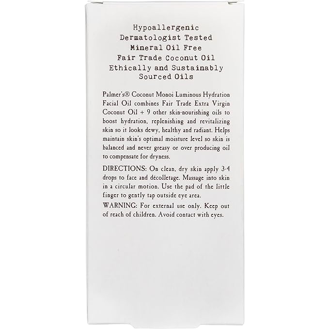 Palmer's Coconut Oil Formula Coconut Monoi Luminous Hydration Facial Oil, 1 Ounce