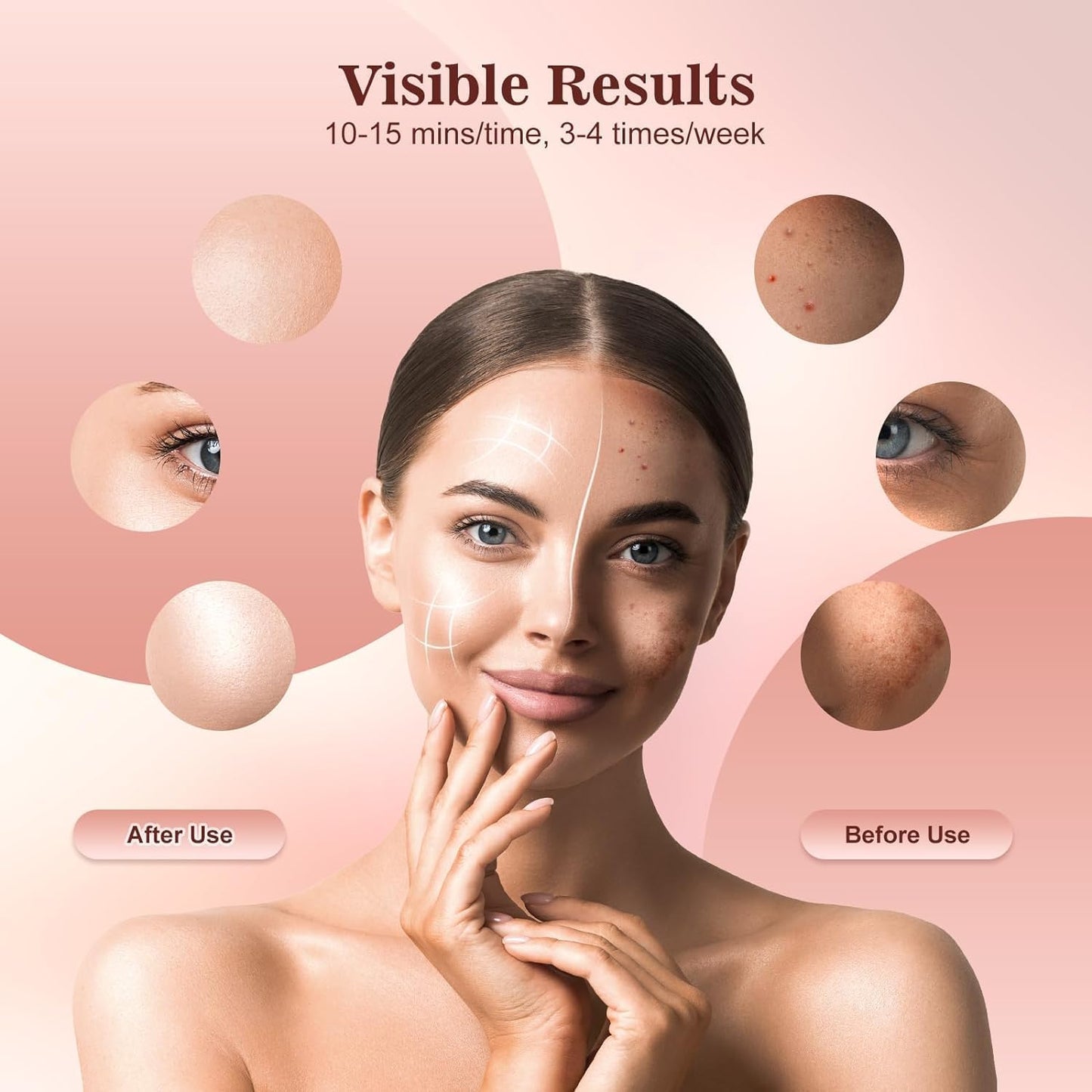 Red Light Therapy for Face, 3 Modes Portable Led Face Mask Light Therapy with Remote, Near-Infrared 850 Red Light Mask with Timing Function, Led Light Therapy at Home 180 LED Beads