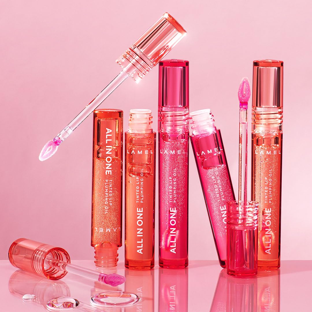 All-in-One Lip Oil - Lightweight, Tinted, Plumping, Hydrating Lip Gloss - Lip Balm for Day & Night Use, Long-Lasting Lip Stain, Lip Glow Oil, No-Sticky Gloss, Lip Plumper Tint - Peachy №401