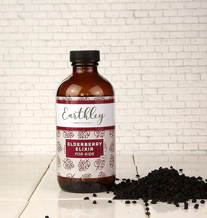 Earthley Elderberry Herbal Extract, Powerful Immune & Respiratory Support, Herbal Elderberry, Syrup Alternative, Organic & Alcohol-Free (2oz, Kids)