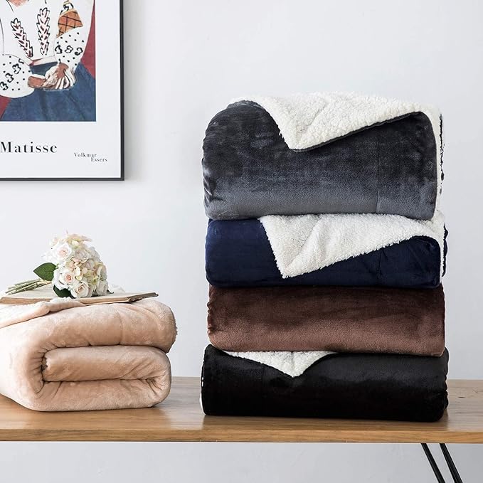 IR Imperial Rooms Camel Sherpa Fleece Throw Blanket Twin Size for Bed - Wholesale Bulk Pack of 12 Sherpa Blankets - Soft Fluffy Throw Blankets for Hotels, Guest Bedroom, 60x80 Inches