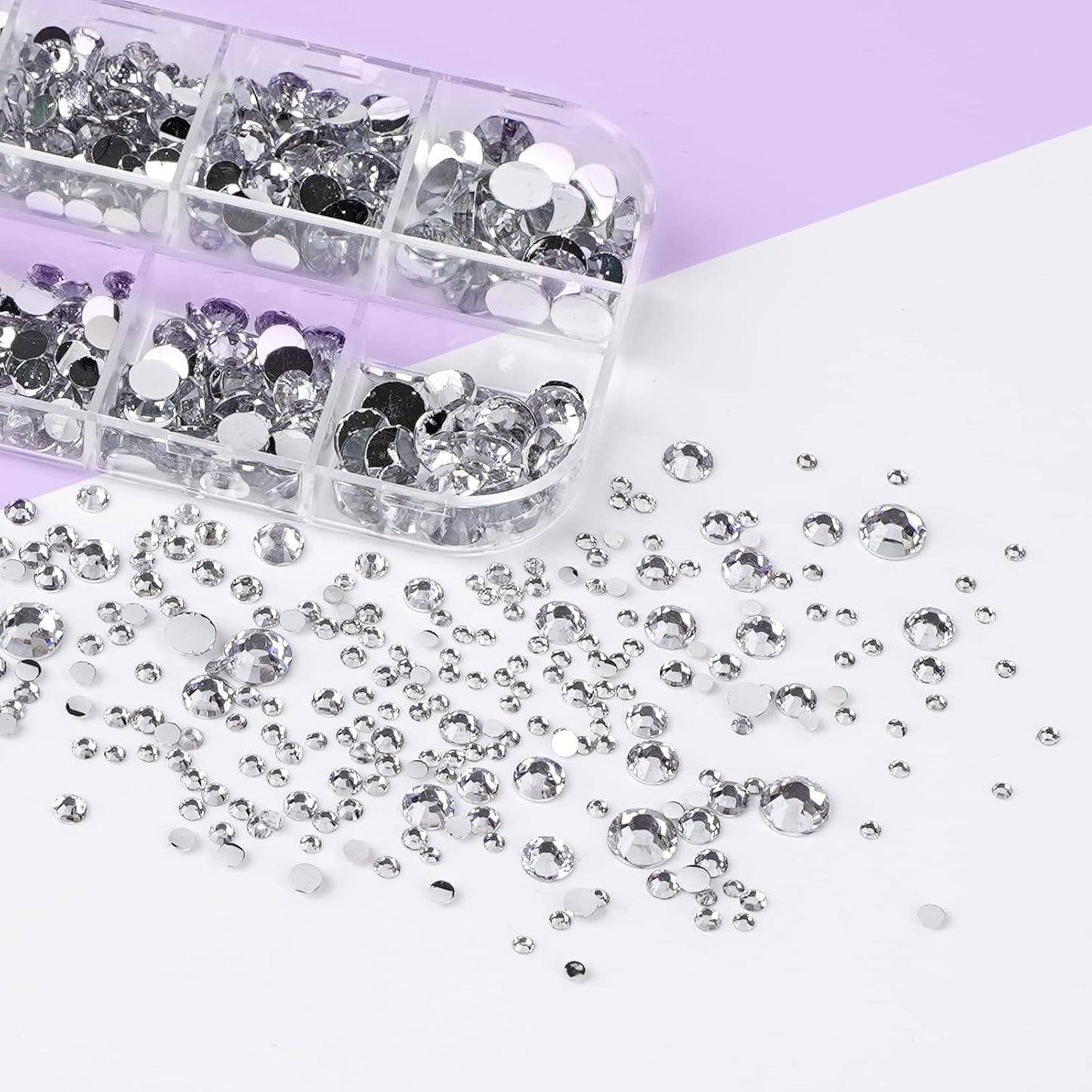 Canvalite 2784PCS Rhinestones Flatback Gems, Nail Rhinestones Nail Art Gems with Jewelry Glues, Pick Up Tweezers and Rhinestone Picker Dotting Pen, Nail Art Tools for Nails, Clothes, Face, Crafts