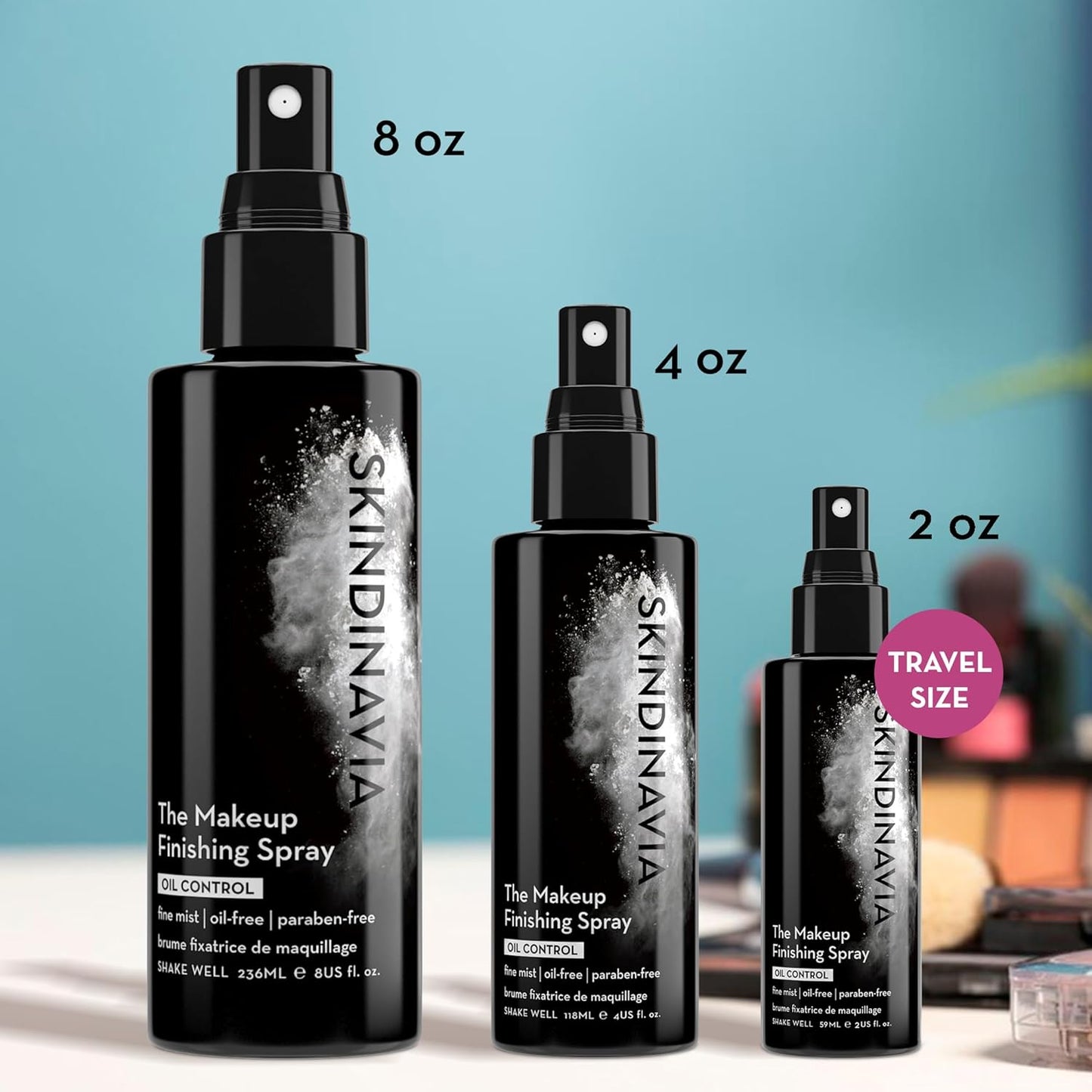 Skindinavia The Makeup Finishing Spray, Oil Control Makeup Setting Spray, All-Day Wear, Long-Lasting Up to 16+ Hours, Heat-Resistant & Waterproof, Fine Mist, 2.0 Oz