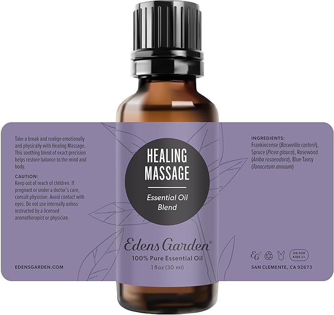 Edens Garden Healing Massage Essential Oil Blend- 100% Pure Premium Grade, Undiluted, Natural, Therapeutic, Aromatherapy, The Best for Skin, Face, Kid Safe 30 ml (1 fl oz)
