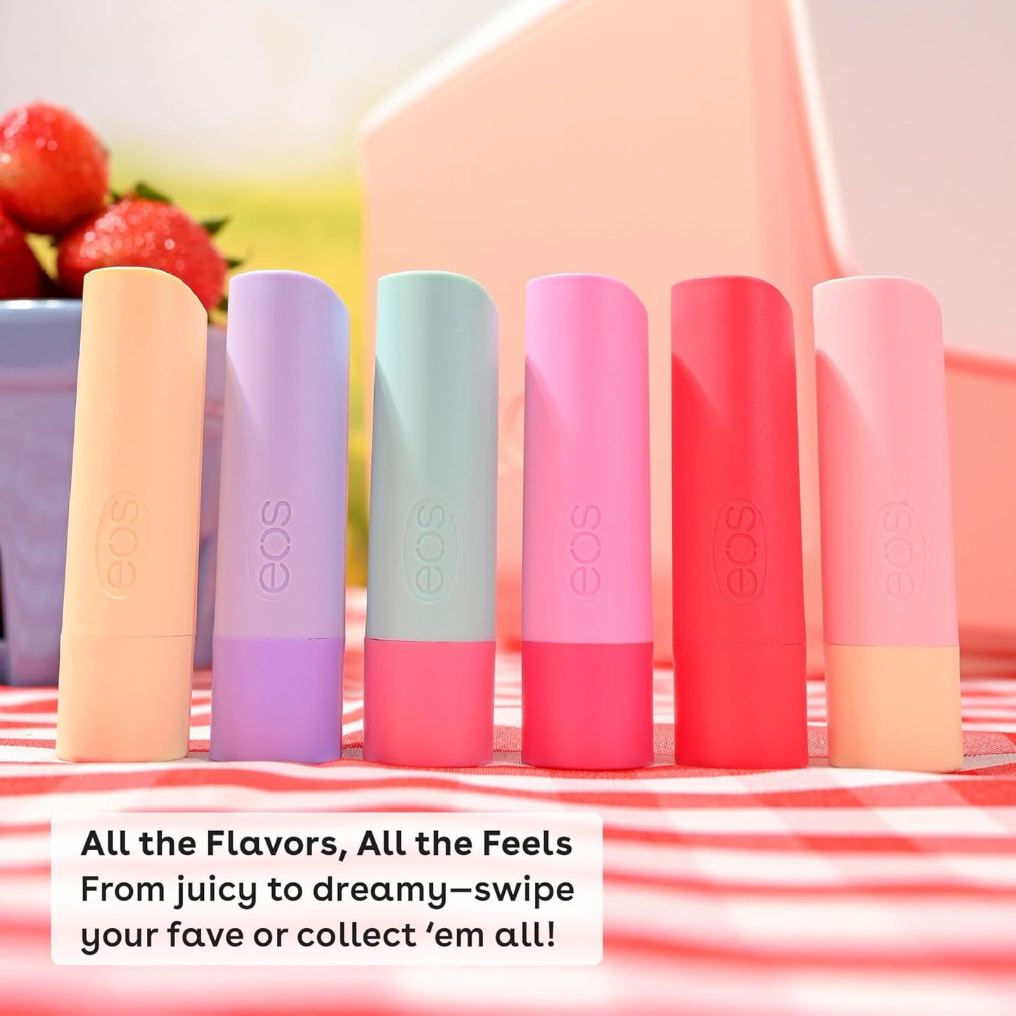 eos 100% Natural & Organic Lip Balm- Strawberry Sorbet, All-Day Moisture, Dermatologist Recommended for Sensitive Skin, Lip Care Products, 0.25 oz