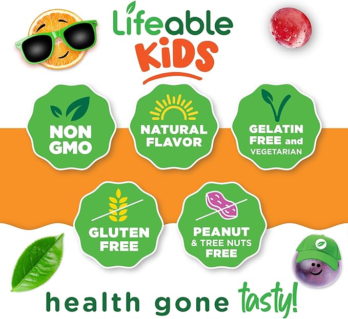 Lifeable Kids Vitamin D Gummies | Vitamin D3 1000iu | Great Tasting Vitamin D3 Gummies | D3 Vitamin for Strong Healthy Bones and Immune Support | Vitamin D for Kids, Boys, Girls | 90 Gummies