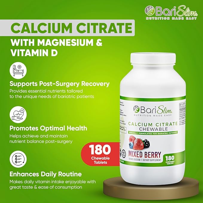 BariSlim Chewable Bariatric Multivitamin Tablets - Specially Formulated Chewable Tablets for Patients After Weight Loss Surgery - Easy to Digest & Great Tasting Fruit Flavors | Pack of 2