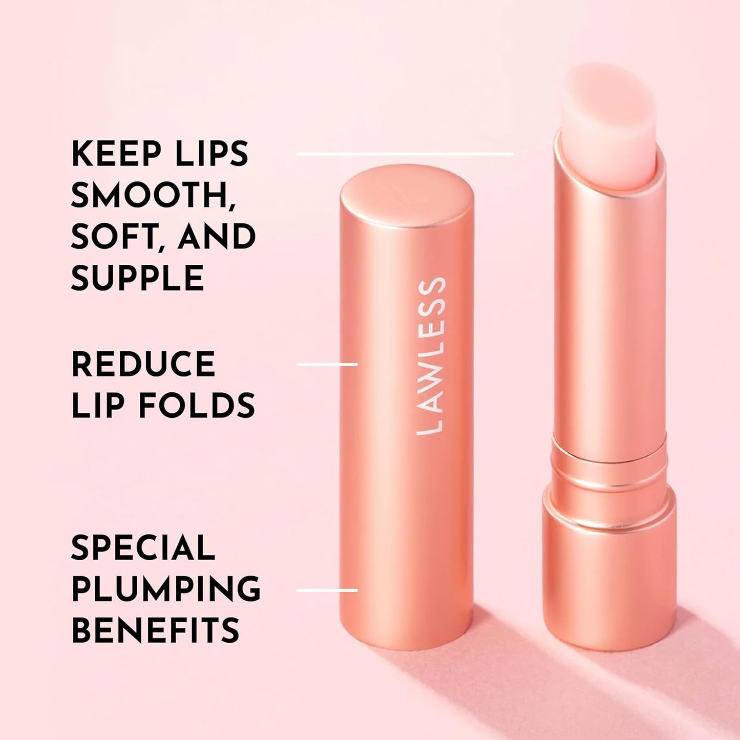 LAWLESS Forget the Filler Lip Plumping Line Smoothing Tinted Balm, Pink Marshmallow, 0.09 Ounce