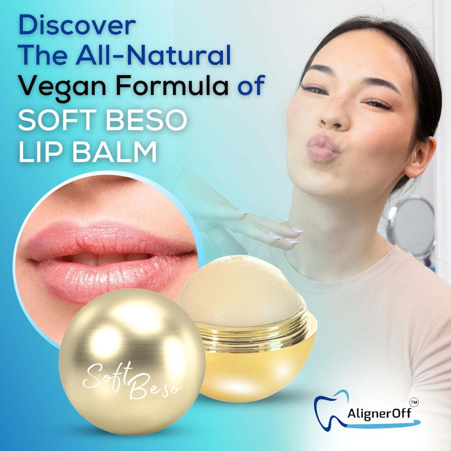 SoftBeso Lip Balm Gold-Vanilla Flavor - Moisturizing Lip Balm Ball for Beautiful, Soft Lips - For Dry & Chapped Lips – Ideal Present for Men & Women – Ideal for Gifting