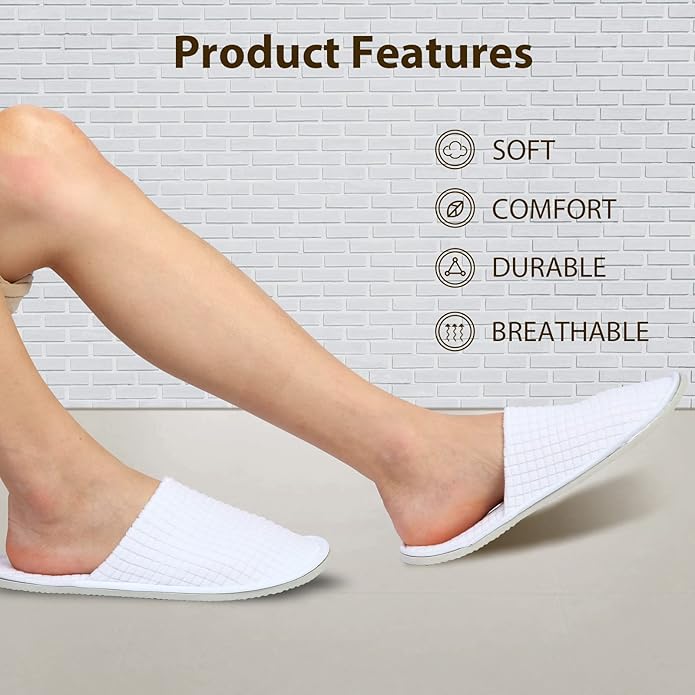 Anmerl 10 Pairs Spa Slippers for Women and Men, Universal Bulk Disposable Hotel Slippers, Non-Slip Washable Breathable Soft Comfortable House Slippers for Guest Wedding Party Travel