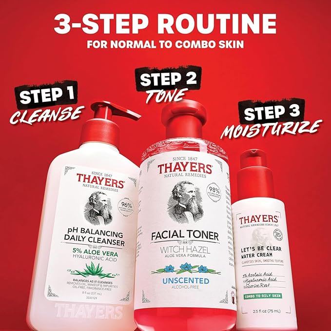 THAYERS Alcohol-Free, Hydrating, Unscented Witch Hazel Facial Toner with Aloe Vera Formula, Vegan, Dermatologist Tested and Recommended, 12 Oz (Pack of 2)
