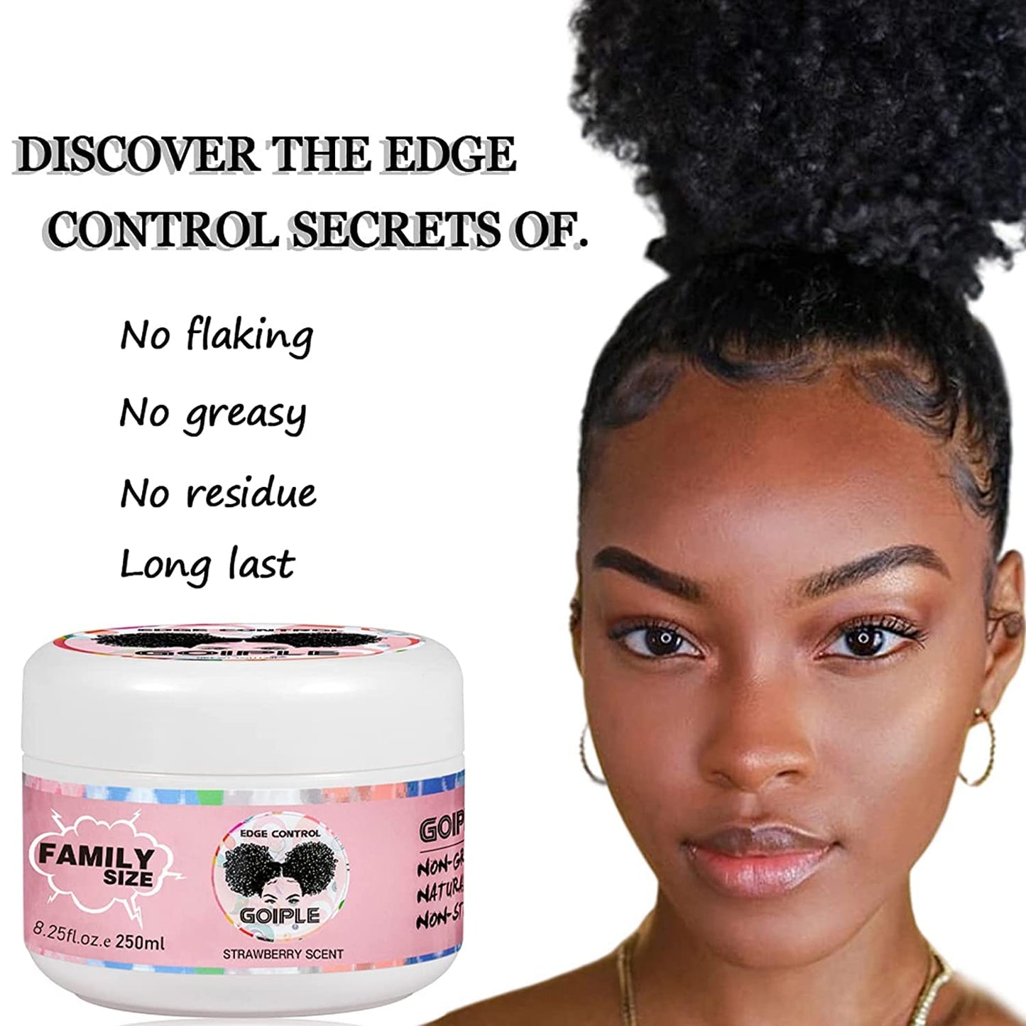 Goiple 8.25 OZ Edge Control Wax for Women, Non-greasy Edge Smoother, Hair Gel for All Hair Types, No Flaking, Extra Strong Hold Water-based Edge Stay Gel