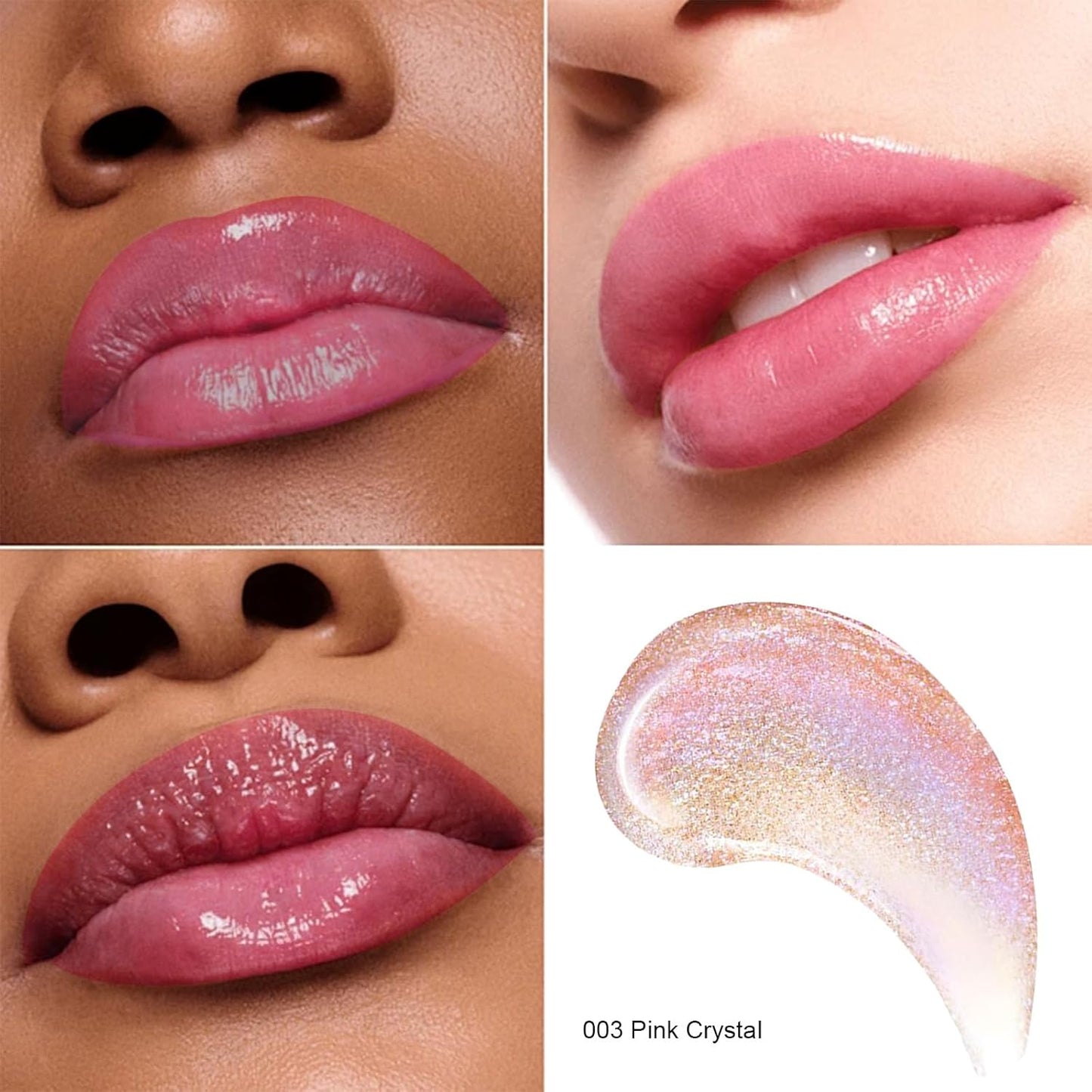 pH Lip Balm, Color Changing Lipstick and Tinted Lip Balm Chapstick, Vegan & Cruelty Free Glitter Lipstick Lip Gloss, Hydrate & Nourish with JOJOBA and MEADOWFOAM SEED OIL, #003 Pink Crystal