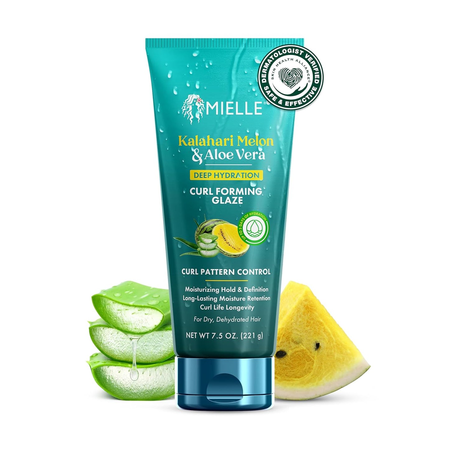Mielle Curl Forming Glaze - Kalahari Melon & Aloe Vera Deep Hydration Styling Gel for Dry, Curly and Textured Hair - Enhances Curl Definition with Long-Lasting Hold & Shine (7.5oz)