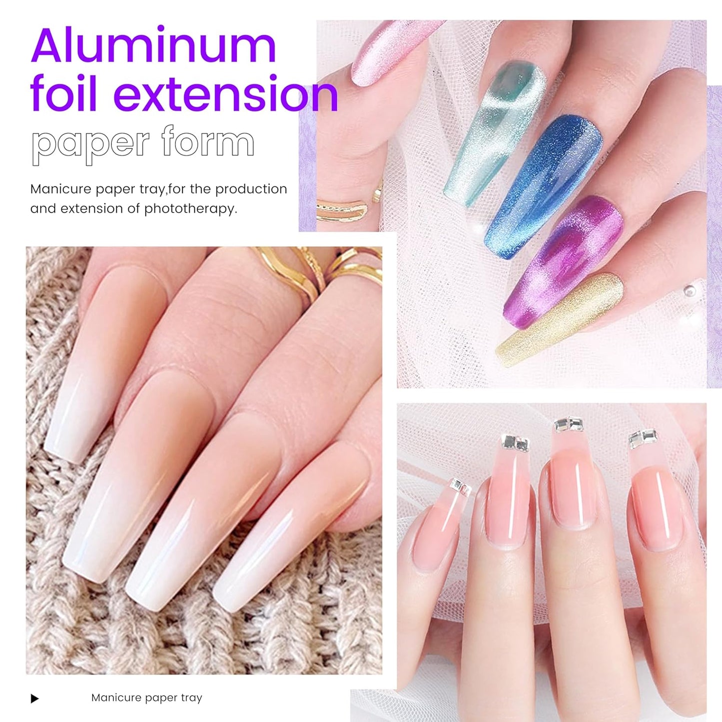 Nail Forms for Gel Builder Self Adhesive NailExtension Stickers for Poly nail Gel and Acrylic with Tip Sculpting NailForms Nail Art for Home & Salon (Black 100)