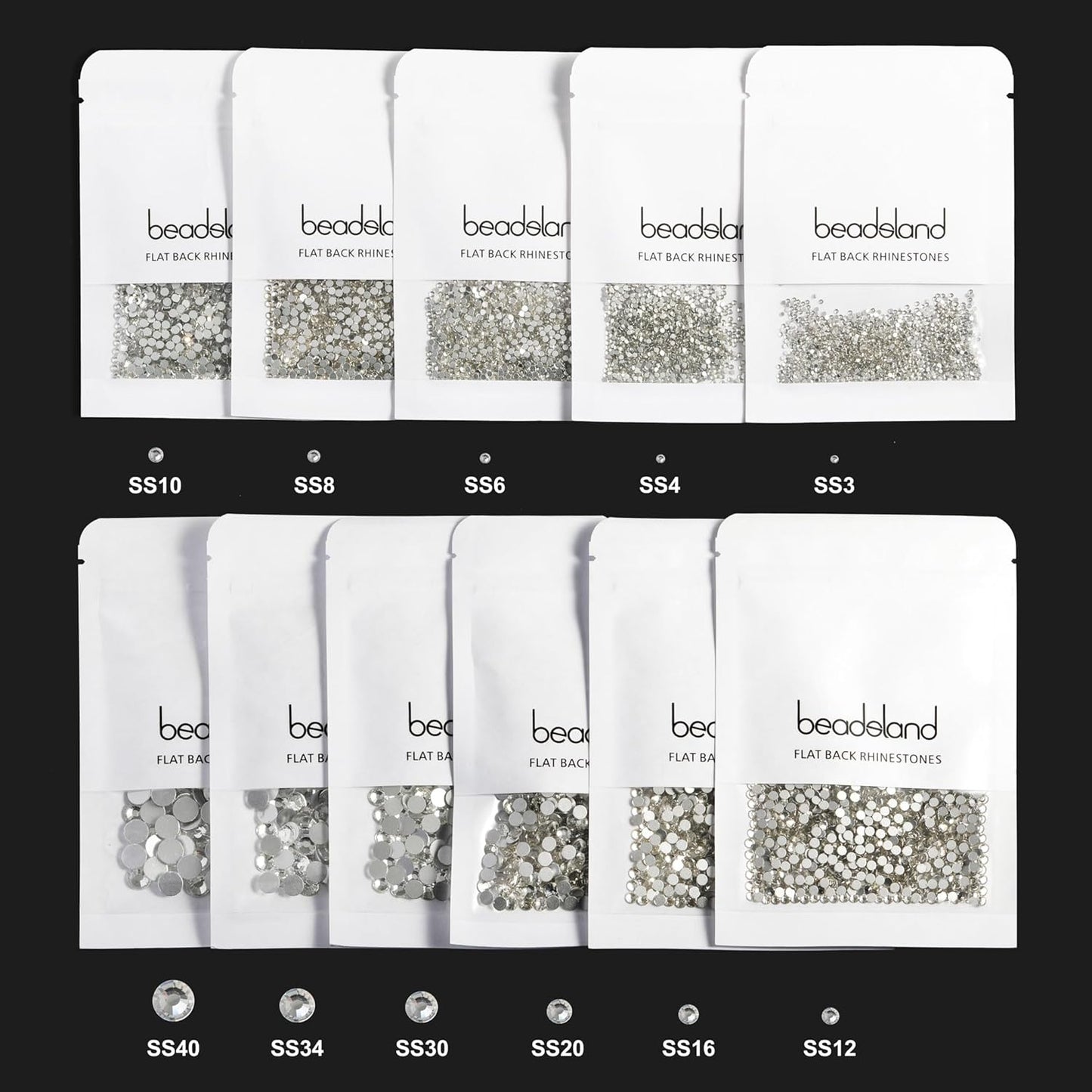 beadsland 1440pcs Flat Back Crystal Rhinestones Round Gems for Nail Art and Craft Glue Fix,Rose(SS16(3.8-4.0mm))