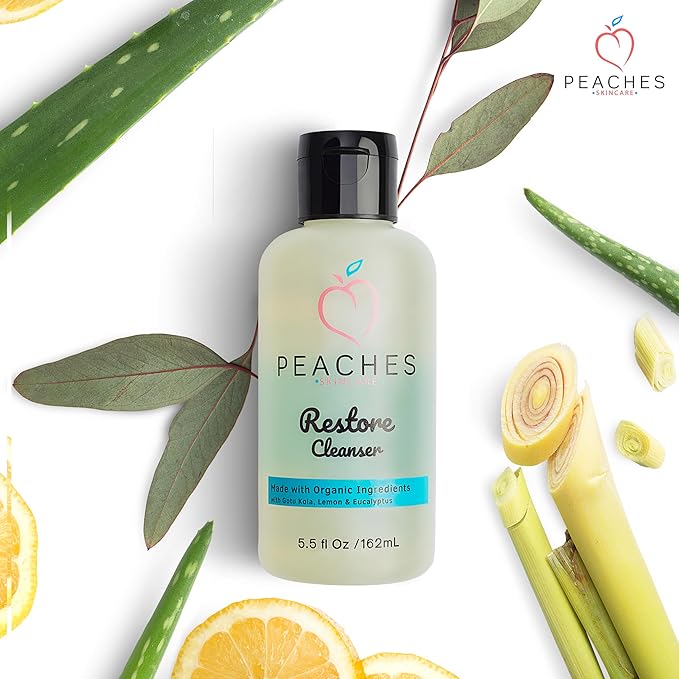 Post-Workout Vegan Face Wash with Gotu Kola, Lemongrass, and Eucalyptus – Refreshes and Cleanses Delicate Skin – Restore Cleanser (5.5 oz)