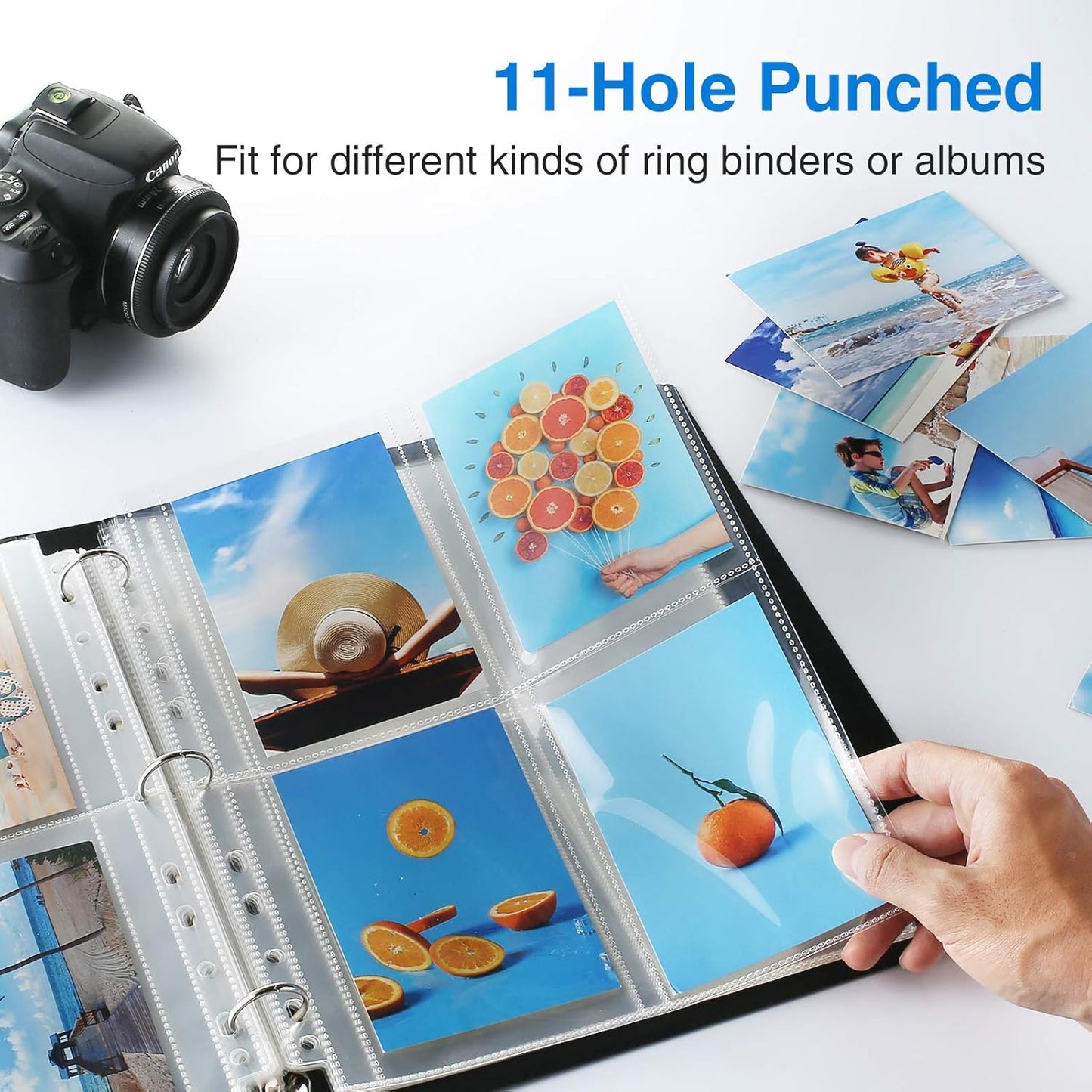 Sooez 30 Pack Heavy Duty Photo Sleeves for 3 Ring Binder (240 Pictures), 3.5x5 Plastic Album Refill Pages, Clear Archival Sleeves, Seed Binder Pages 8.5x11