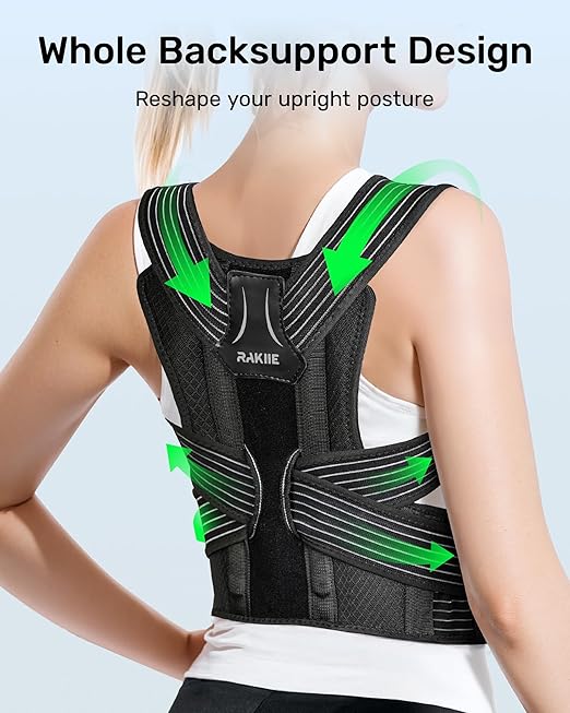Ergonomic Back Straightener Posture Corrector, Adjustable Non-slip Back Strap Can Wear by Self, lumbar Support for Shoulder Neck Hump Slouching Corrector, Gray Size S (Upper Waist: 29.5"-35.4")
