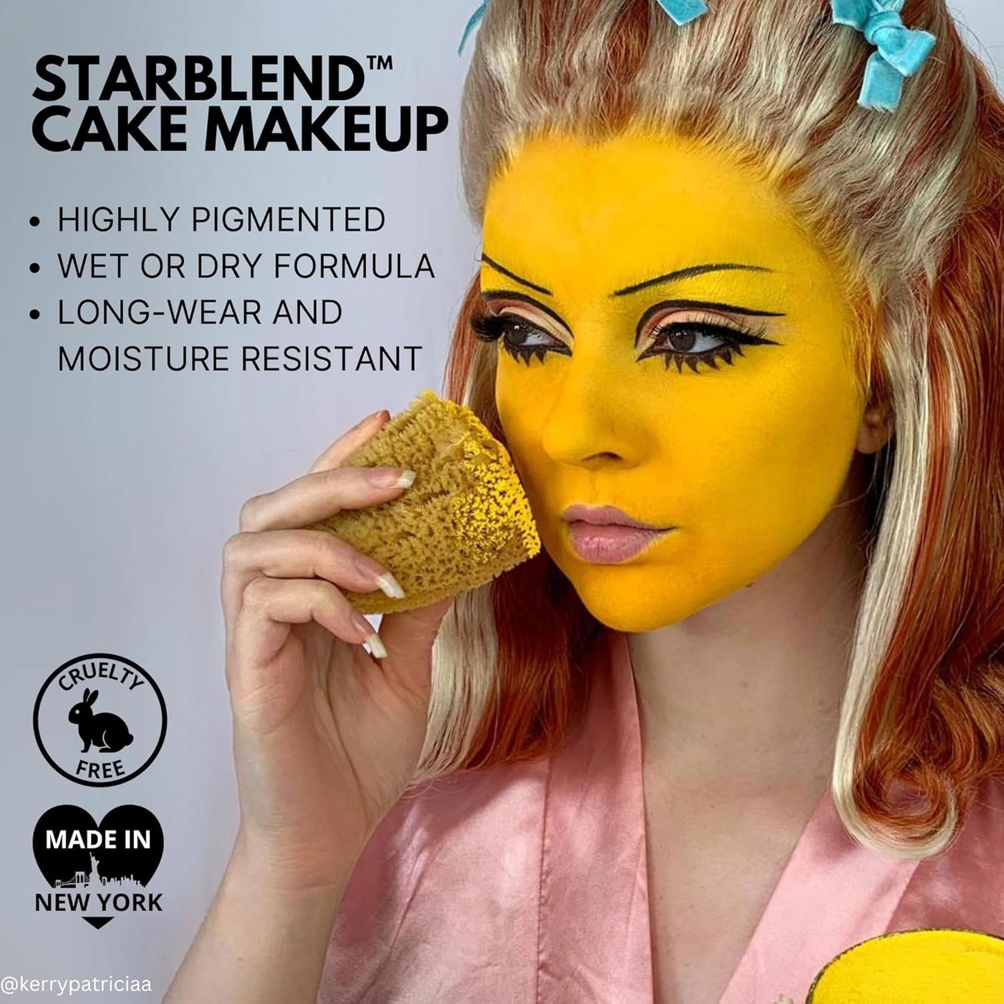 Mehron Makeup StarBlend Cake Makeup | Wet/Dry Pressed Powder | Powder Foundation | Green Face Paint & Body Paint 2 oz (56g)