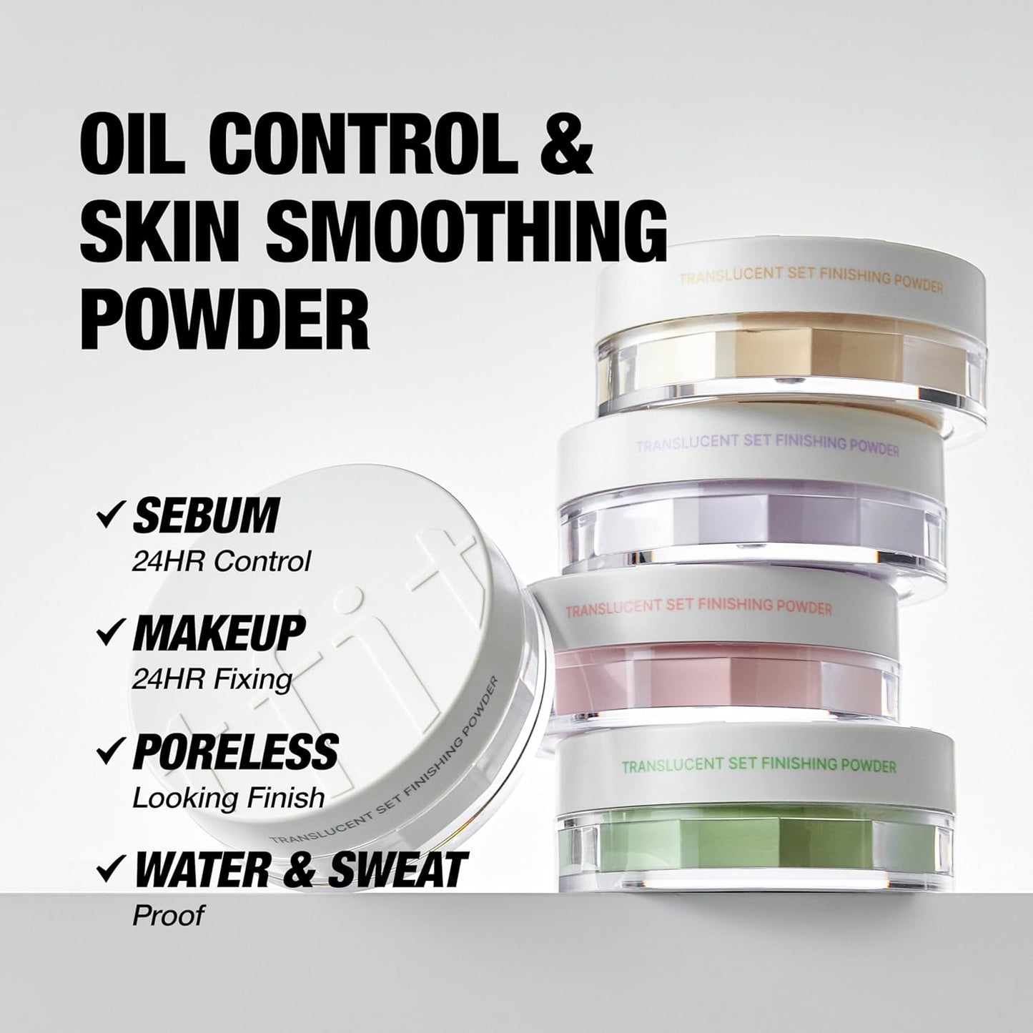 TFIT Translucent Set Finishing Powder - Sebum Control Face Loose Powder, Matte & Silky Finish, Lightweight, Long-lasting, Korean Makeup Setting Powder, 0.24 Oz. (05 Baby pink, 0.24 Oz.)