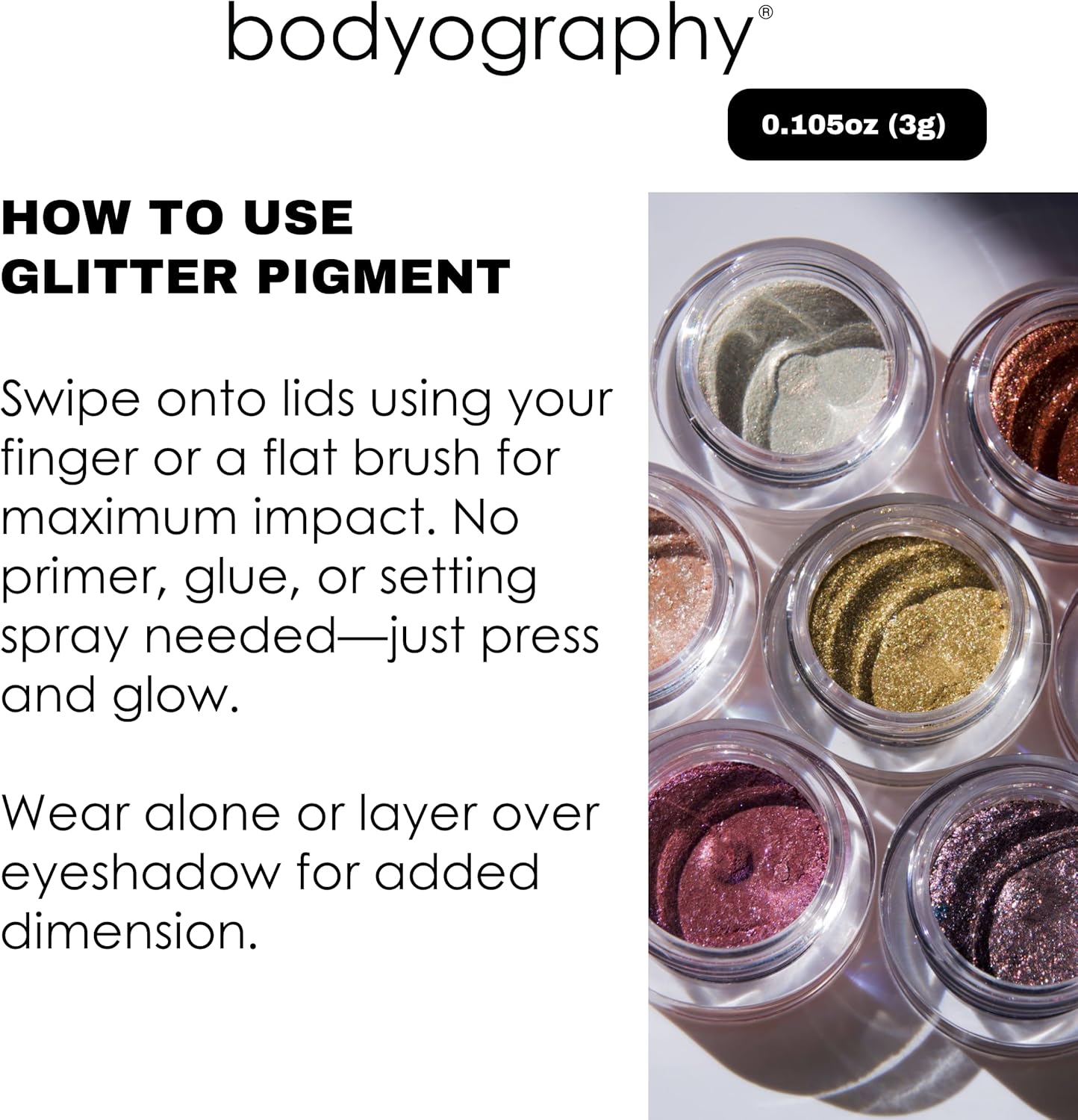 Bodyography Glitter Pigment - Stratus Champagne Pink for Women - 0.105 oz Eye Shadow