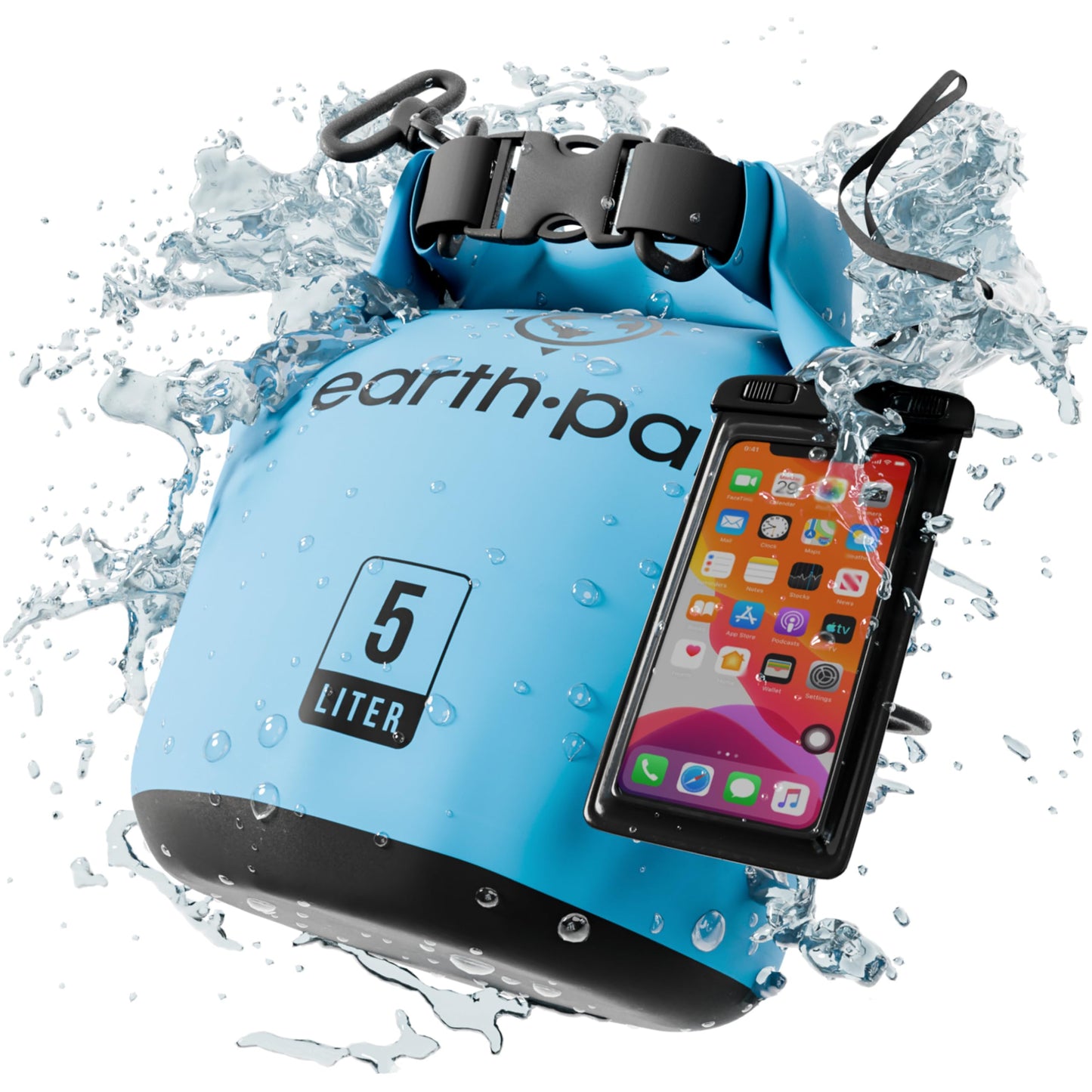 Earth Pak Waterproof Dry Bag - Roll Top Waterproof Backpack Sack Keeps Gear Dry for Kayak with Waterproof Phone Case