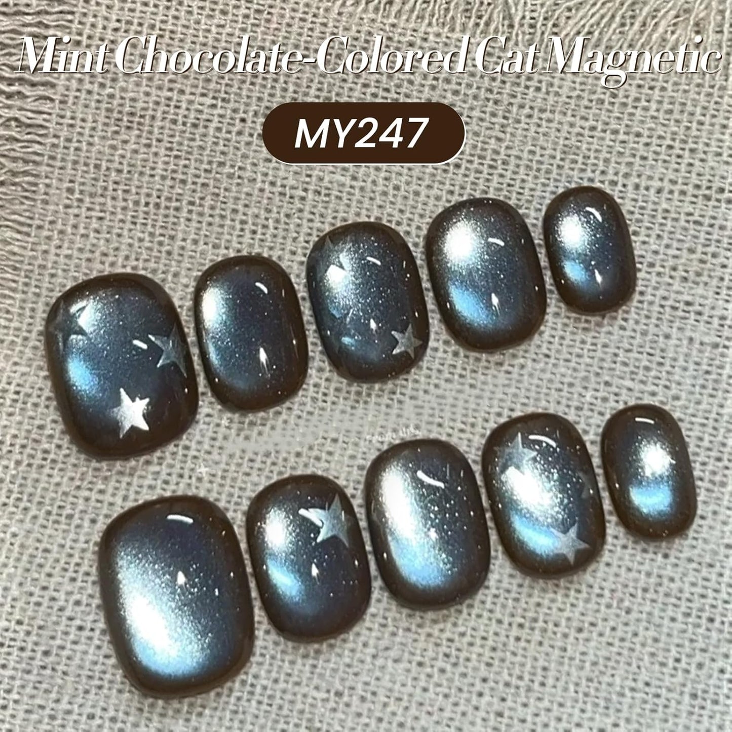 BORN PRETTY Cat Magnetic Eye Gel Nail Polish, Mint Chocolate Blue Glitter Cat Magnetic Gel Nail Polish Magnetic Nail Polish for Nail Art Manicure Salon DIY at Home 15ML