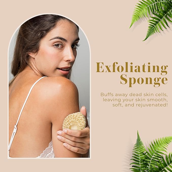 Bella Ciao Body and Skin Care Set, 6-PC, Face Massage Roller, Hair Brush, Pumice Stone, Loofah, Exfoliating Sponge, Wooden Tray Gift Basket, Bath and Body Gift Set, Valentines Day Gifts for Her