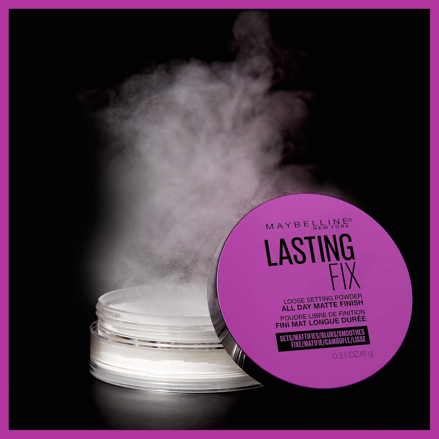 Maybelline Facestudio Lasting Fix Setting + Perfecting Loose Powder Makeup, All Day Matte Wear, Minimizes Shine, Sets Foundation Makeup, Translucent, 0.21 oz.