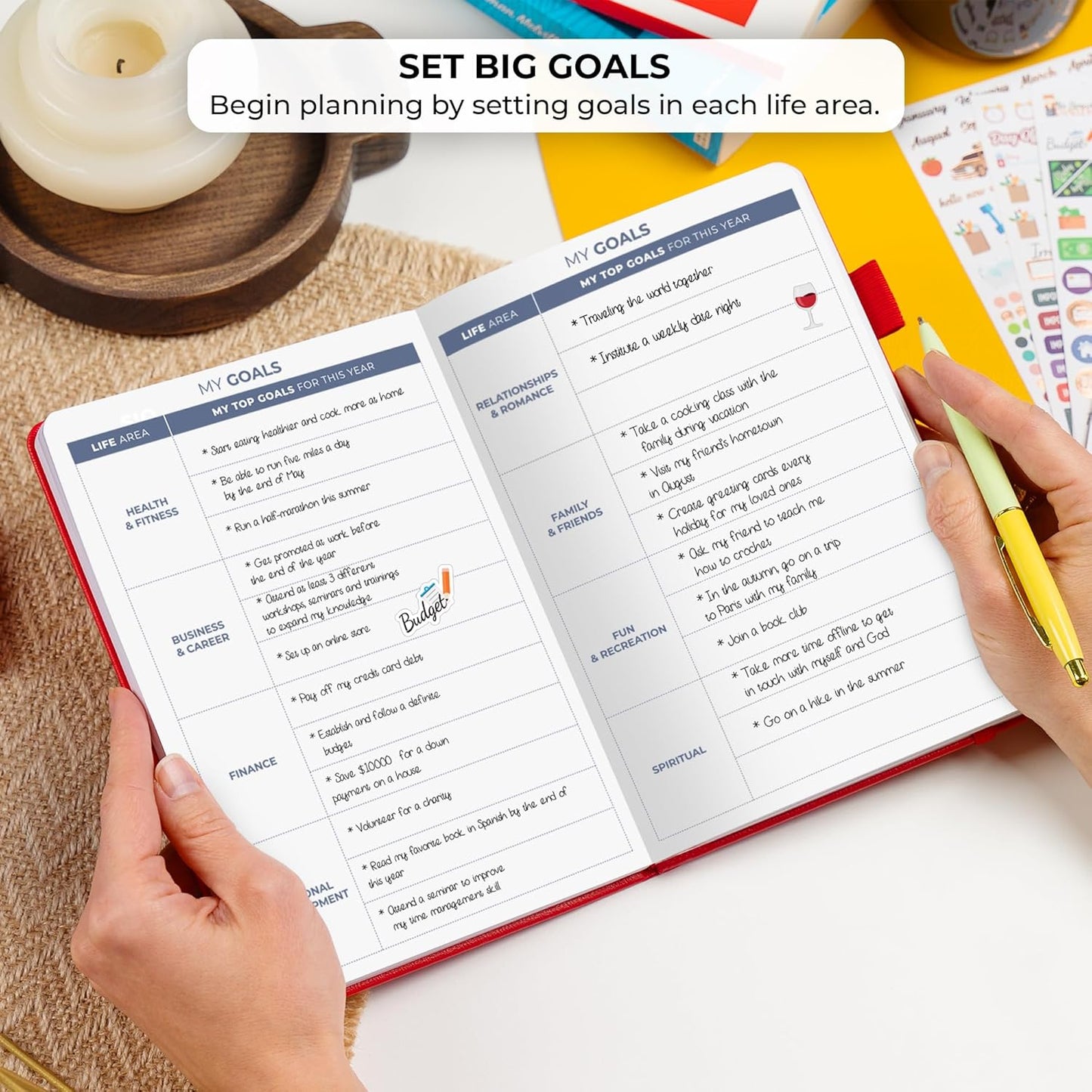 Clever Fox Planner 2nd Edition – Colorful Weekly & Monthly Goal Planner, Time Management & Productivity Organizer, Undated, A5 (Red)