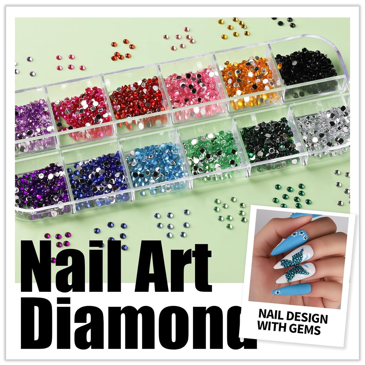 Teenitor Nail Art Brushes Nail Art Tools, Nail Brushes for Nail Art Kit with Nail Stickers, Nail Design Tools Nail Design Brushes Nail Gems, Nail Stuff Dotting Tools Nail Art Stickers Nail Supplies