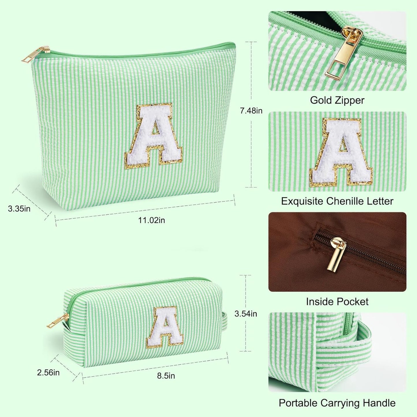 YOOLIFE Gifts - Personalized Mother's Day, Graduation & Birthday Gifts for Women - Monogram Initial Cute Makeup Bag Cosmetic Toiletry Pouch Make Up Case