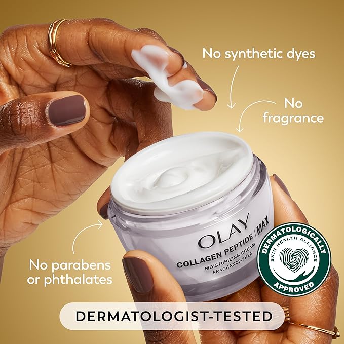 Olay Collagen Peptide Face Moisturizer, Firming Cream for Women, Fragrance-Free, Non-Greasy - Hydrating, Anti-Aging, Anti-Wrinkle, Smoothing of Fine Lines, Tightening Skin Care - Niacinamide, 1.7 Oz