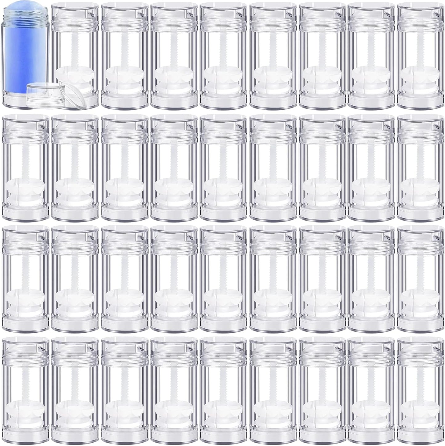 36 Pcs Empty Deodorant Containers Clear Plastic Twist up Filling Stick Round Bottomfill Lip Balm Tubes Refillable Deodorant Bottles for DIY Homemade Crayon Lipstick (30 ml)