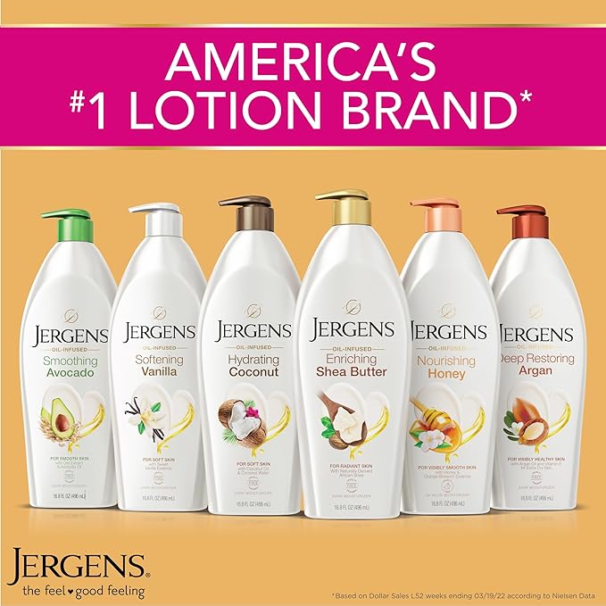 Jergens Hydrating Coconut Body Lotion, Hand and Body Moisturizer, Infused with Coconut Oil, Hydrates Dry Skin Instantly, Dermatologist Tested, 16.8 oz