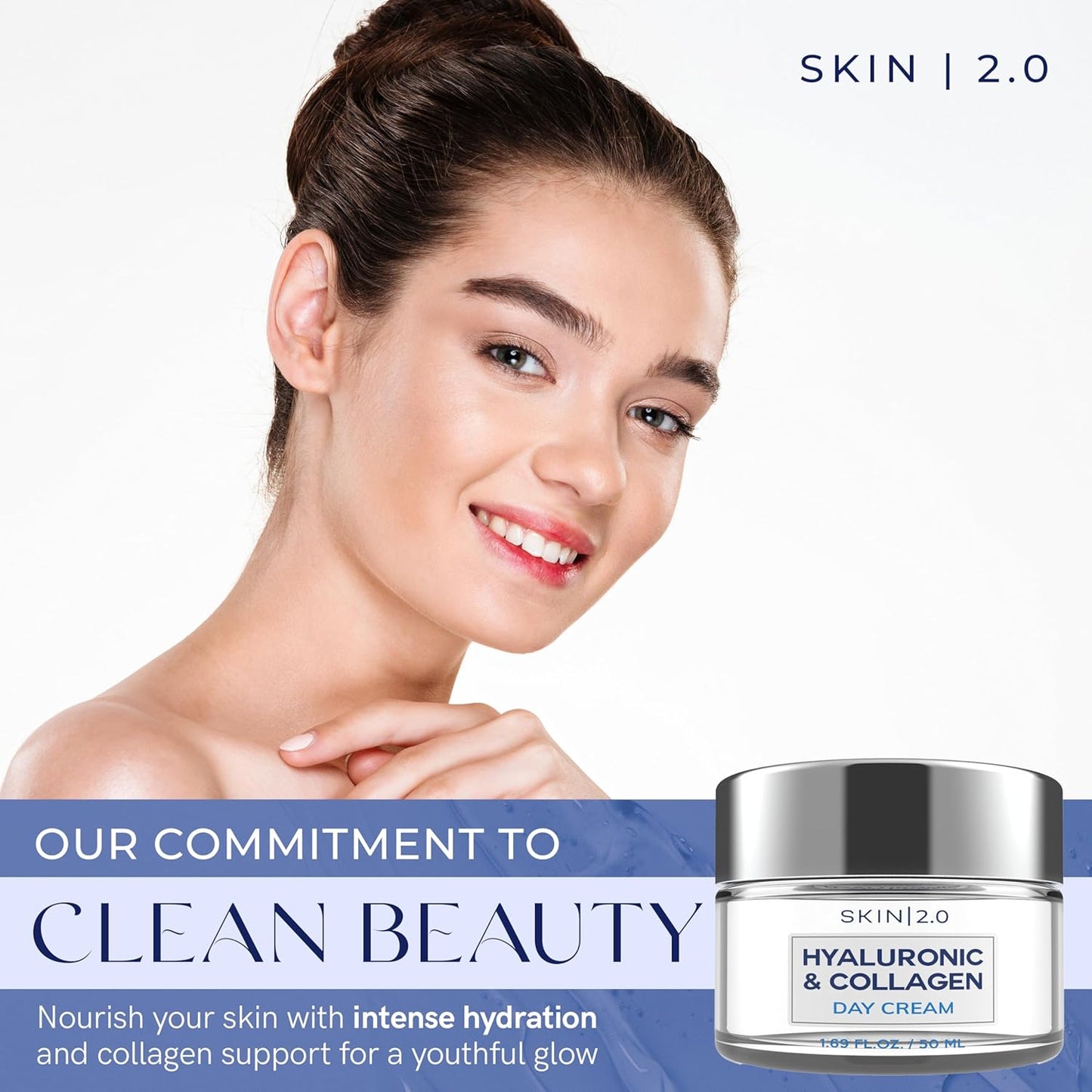 Hyaluronic Acid & Collagen Face Moisturizer - Dermatologist Tested, Anti-Aging, Restores Elasticity - Hydrating, Clean Beauty, Cruelty-Free Korean Skincare for All Skin Types - 1.69 Fl oz