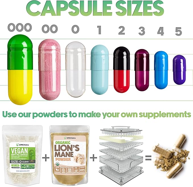 XPRS Nutra Size 1 Empty Capsules - 100 Count Empty Gelatin Capsules - Pill DIY Capsule Filling - Pure Bovine Pill Gel Caps for Do-It-Yourself Supplements (White)