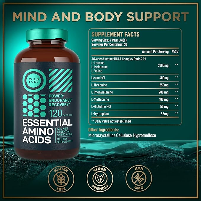 WILD FUEL Essential Amino Acid Supplement and Vegan Vitamin B12 Liquid Energy Bundle
