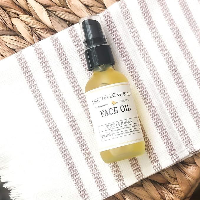 Yellow Bird Nourishing Face Oil - All Natural Hydrating, Anti Aging Facial Serum. Includes Jojoba, Marula, Primrose, & Rosehip for Restoring Skin