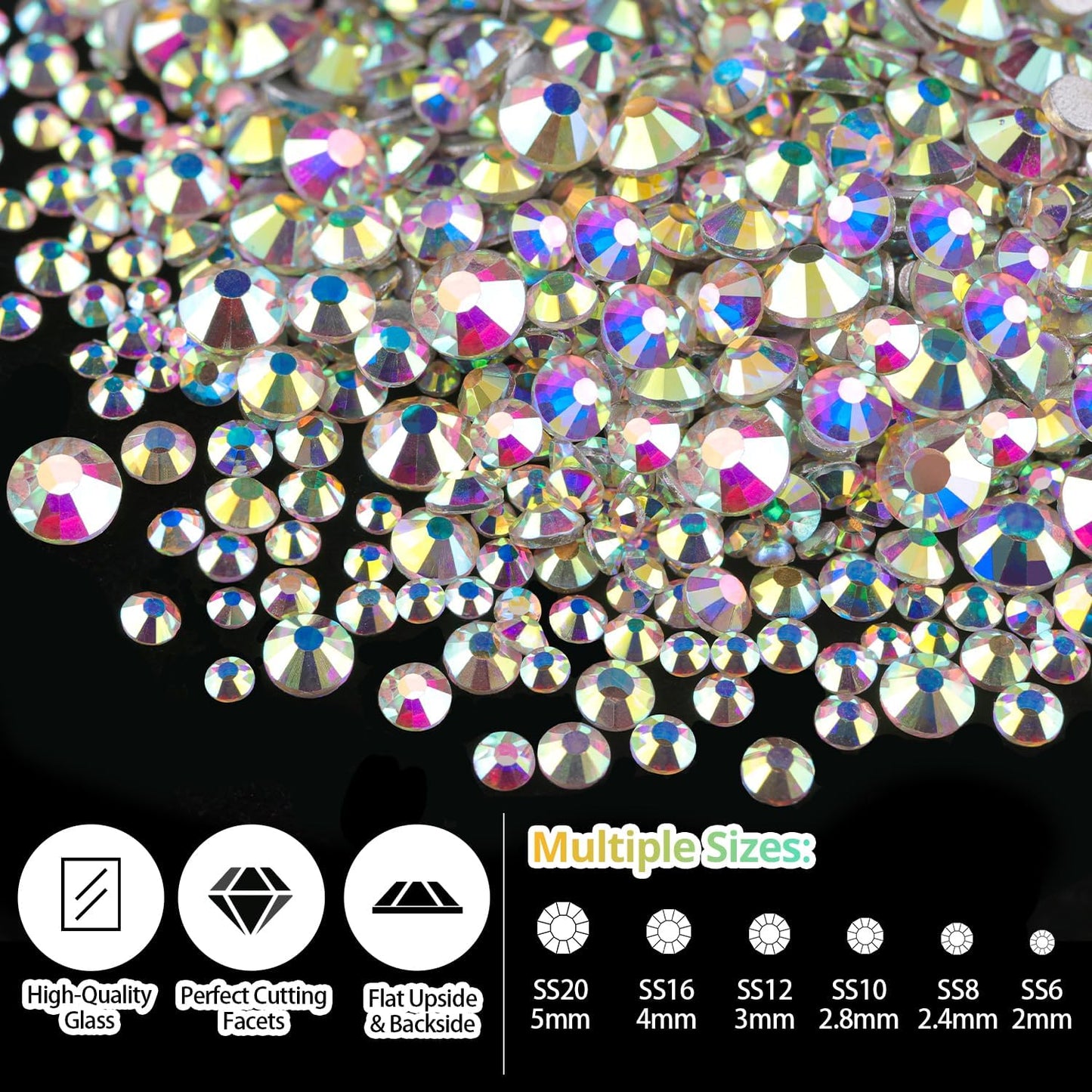 Rhinestone & Pearl Manicure Kit - Nail Rhinestone Glue Gel, Flatback Glass Crystal AB + Clear Gems, Beige Half Round Pearls, Gem Glue for Nails (UV/LED Needed) with Dotting Tools