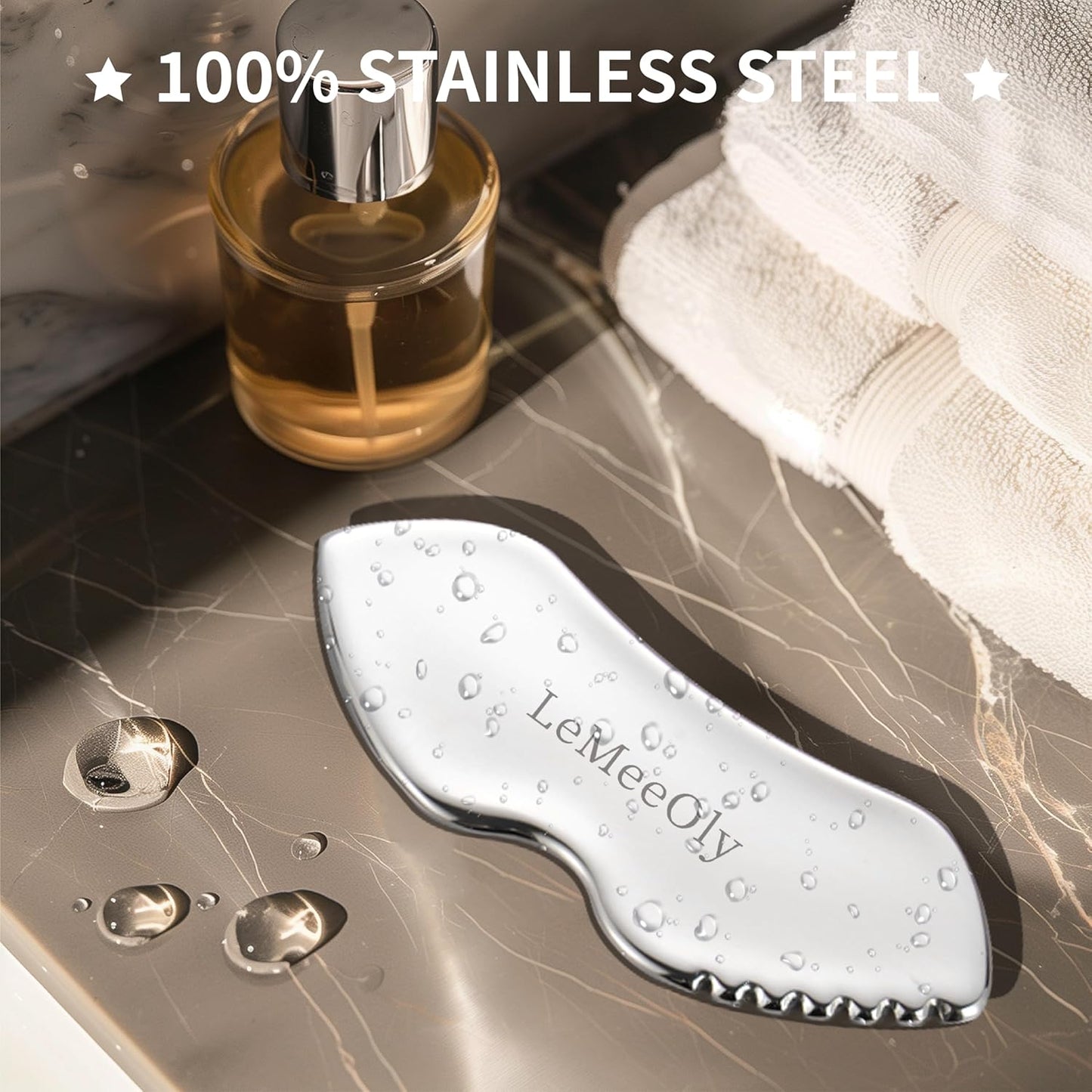 Gua Sha Facial Tools Stainless Steel & Compressed Facial Sponges, Detail Metal GuaSha and Natural Spa Sponges for Facial Cleansing Skin Care，Guasha Stone Face Sculpting Tool for Tighten Skin Daliy Use