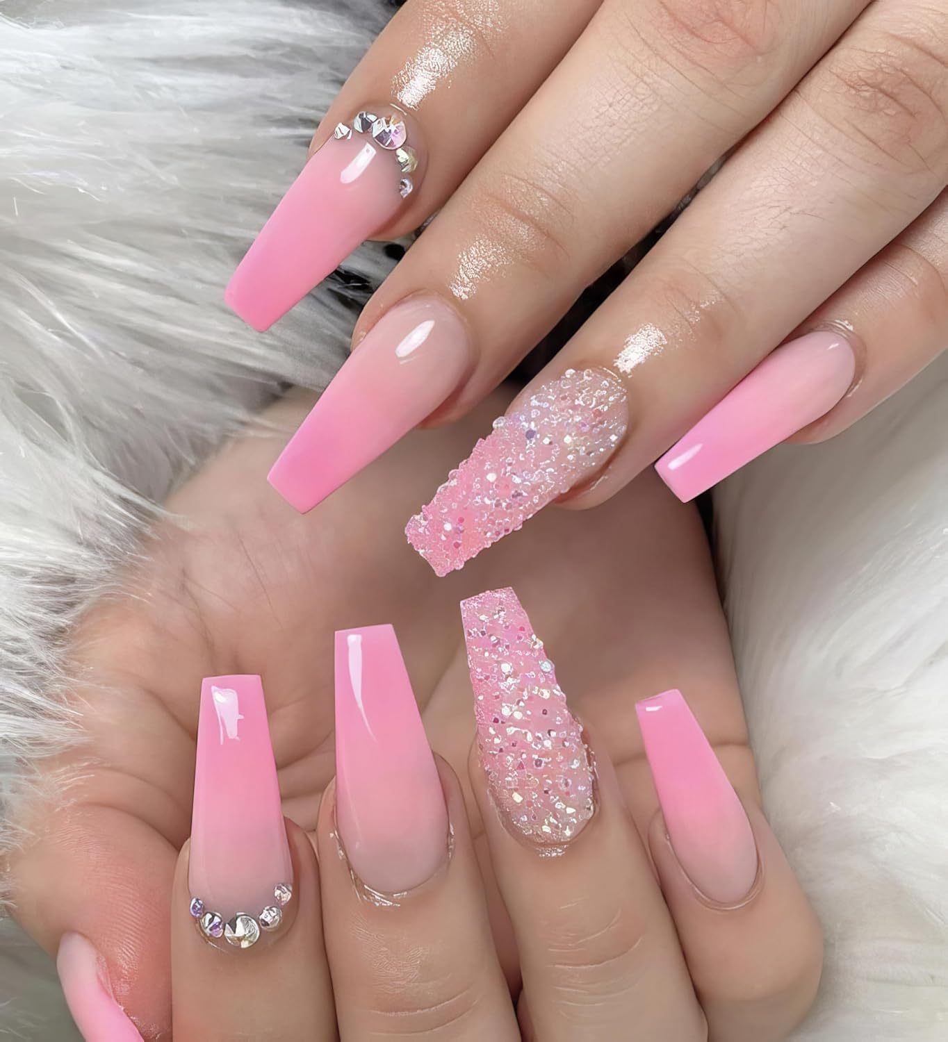 UNA GELLA Gel Nail Tips Coffin - Long Coffin Ballerina Nails Tips Half Cover Ballerina Acrylic Fake Nails 216PCS Falese Nail Tips for Nail Extension 12 Sizes Home DIY Salon