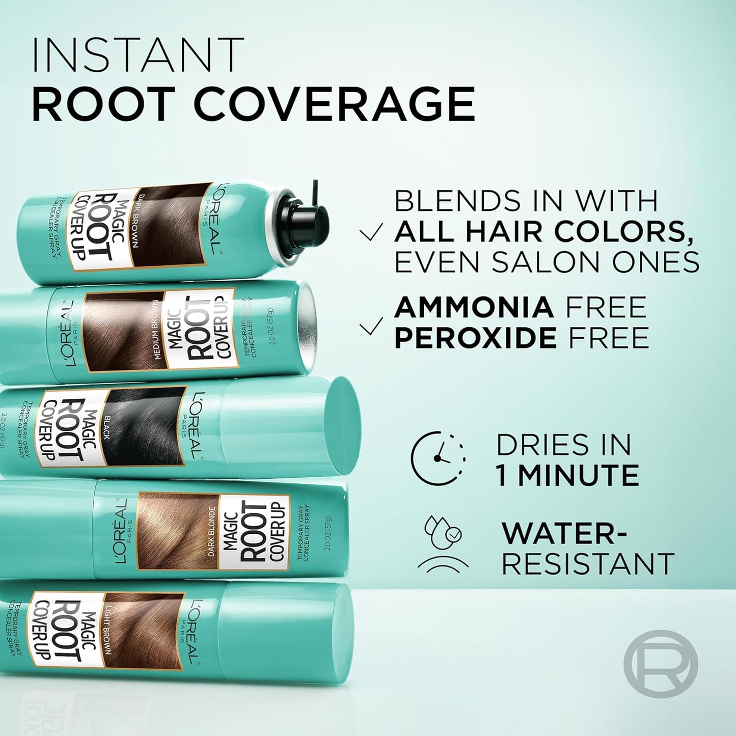 L'Oreal Paris Root Cover Up Temporary Gray Concealer Spray, Hair Color Spray with Filling & Thickening Coverage, Dark Brown, Packaging May Vary