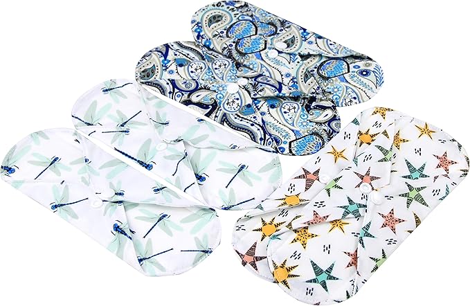 7pcs Set 1 pc Mini Wet Bag +6pcs Absorbent Reusable Sanitary Pads/Washable Cloth Menstrual Pads (L,Elegant)…