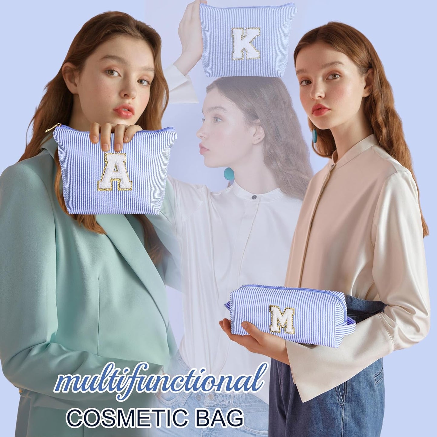 YOOLIFE Teen Girl Gifts | Makeup Bag | Cosmetic Bag | Travel Toiletry Bag | Gifts for Teacher Teen Girls Girlfriend Bridal Shower | Birthday Gifts for Kids | 15 14 13 Year Old Girl Gifts Blue A