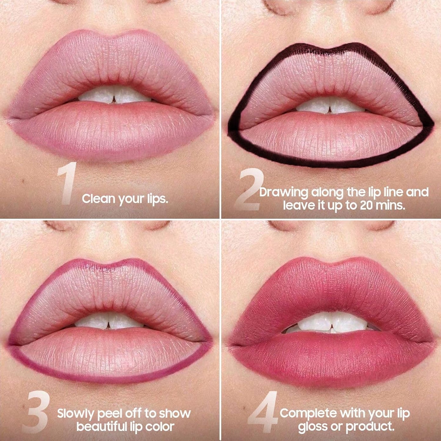 Lip Liner Stain Peel off - Waterproof & Long Lasting Peel Lip Stain Non-Stick Cup, Enhancing Complexion & Nourishing for All Skin Types, Create A Natural Lip Color (Mauve, 1 Count)