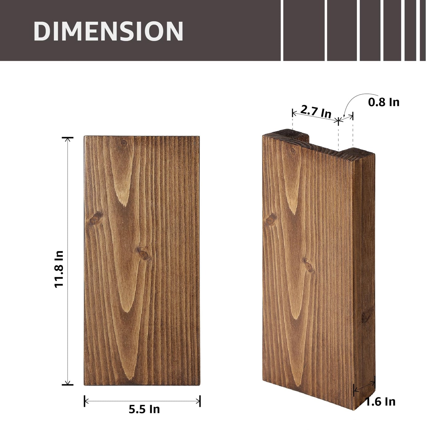 Wood Wall Planter Set of 2, Wall Pocket for Greenery and Dried Flowers, Indoor Wood Hanging Vase, Modern Farmhouse Wall Decor for Living Room Bedroom Office Eucalyptus Stems Decorations (Walnut)
